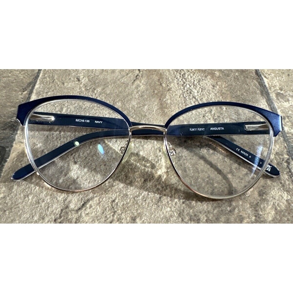 Karen Kane AUGUSTA Navy Blue Metal Eyeglasses Frame Flex Hinge 52-16-135-42mm